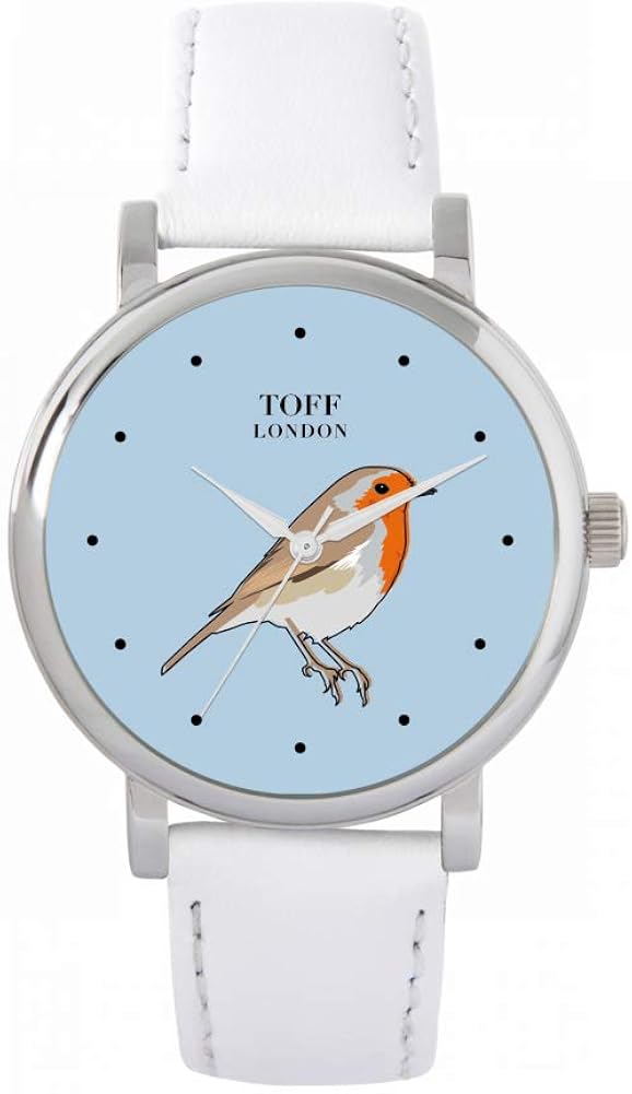 Toff London Ladies Robin Bird Watch, Silver