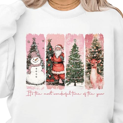 Christmas Graphic Santa Sweatshirt, Merry Christmas Deer Tee, Family Matching Christmas Pajamas, Cute Xmas Snowman Sweater, Christmas Tree Hoodie, Christmas Party Crewneck Multi Color