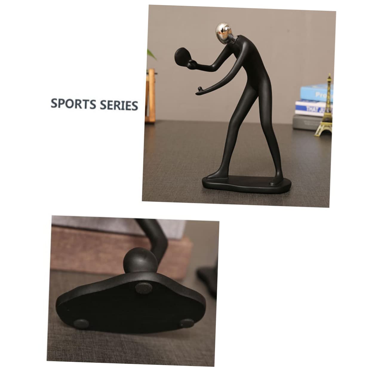 Sculpture Résine Joueur De Tennis De Table - Figurine Abstraite Pour Décoration Bureau