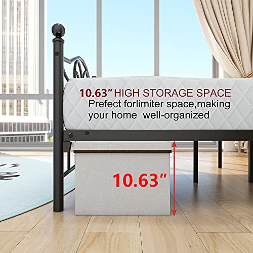 Diolong Full Size Bed Frame With Storage Vintage Platform Bed Frame With Headboard And Footboard No Box Spring Needed Heavy Duty Steel Slat Support, Full, Black #TOP6