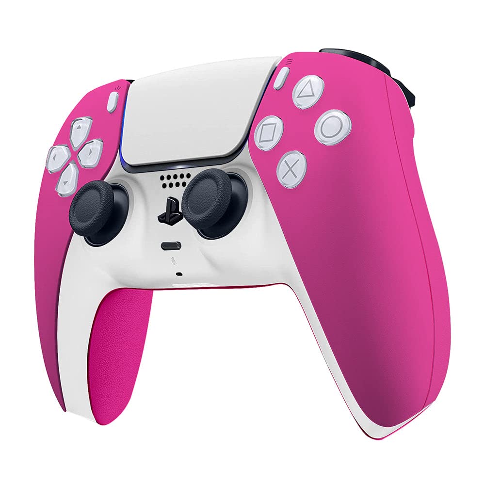 Merlin Craft Customized Dual Sense Gaming Controller FOR PS5 Video Game Controller Scratch Resistant - 1 Year Warranty - (French Rose Neon Pink)
