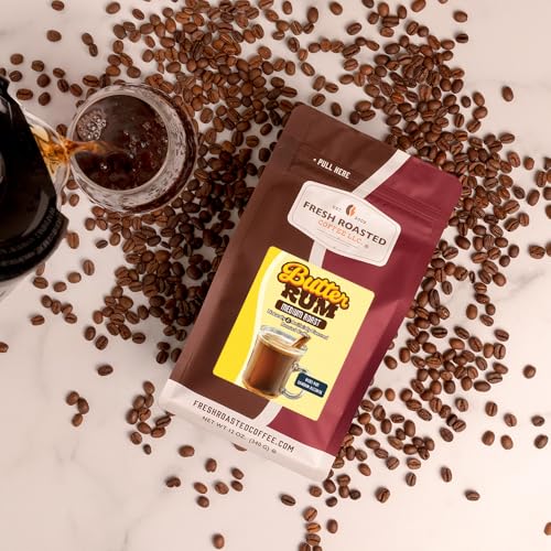 Image of Fresh Roasted Coffee, Butter Rum Flavored Whole Bean Coffee, Medium Roast, Kosher, 12 oz