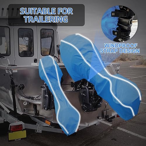 zenicham 600D Fade and Crack Resistant Trailerable Full Outboard Motor Cover,Waterproof and UV-Proof Boat Motor Cover,Boat Engine Cover with Reflective Strips and Adjustable Strap Blue(Fits 20-30 HP) - image 3