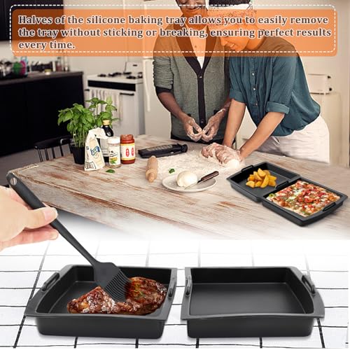 Rierousy 2PCS Backschalenteiler kompatibel mit Tefal OptiGrill XL Silikonmatte Backschaleneinsatz für OptiGrill Zubehör, Backform für Braten, Backen, Grillen