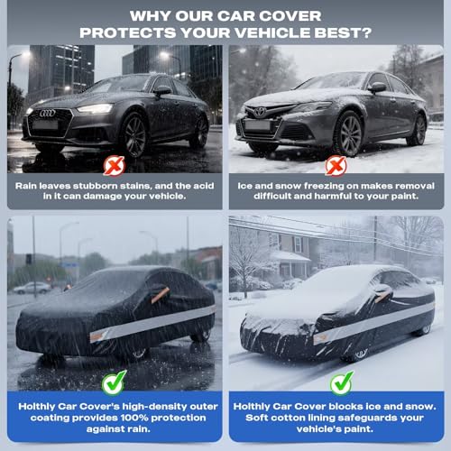 Image of 10 Layers Car Cover Custom Fit for Chevrolet Chevy Cruze Sedan(2009-2026), Waterproof All Weather for Automobiles, Outdoor Full Cover Sun Dust Rain Protection with Cotton. Black