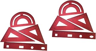 ROMISBABA 2juegos Regla De Metal Para Regla Placa Triangular y Transportador Color Rojo Para y Profesionales