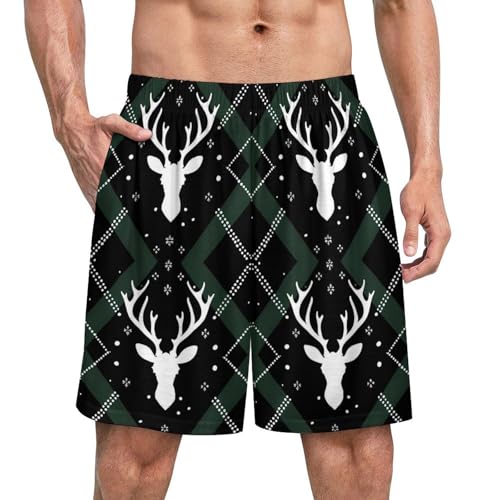 Christmas Deer Men's Pajama Shorts Lightweight Sleep Shorts Lounge Shorts Soft Pj Bottoms Sleepwear