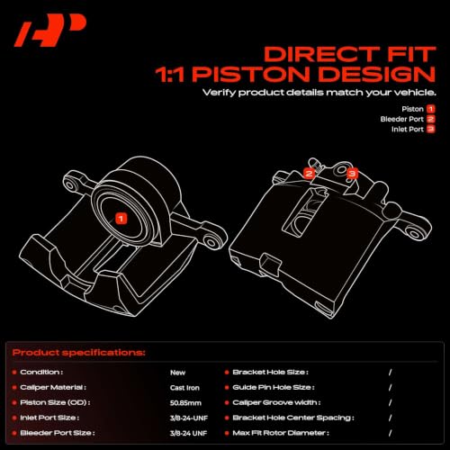 Image of A-Premium Disc Brake Caliper Assembly Without Bracket | Compatible with Select Ford Models - Expedition F-150 F-250 Lincoln Blackwood Navigator 1997-2011 - Rear Side