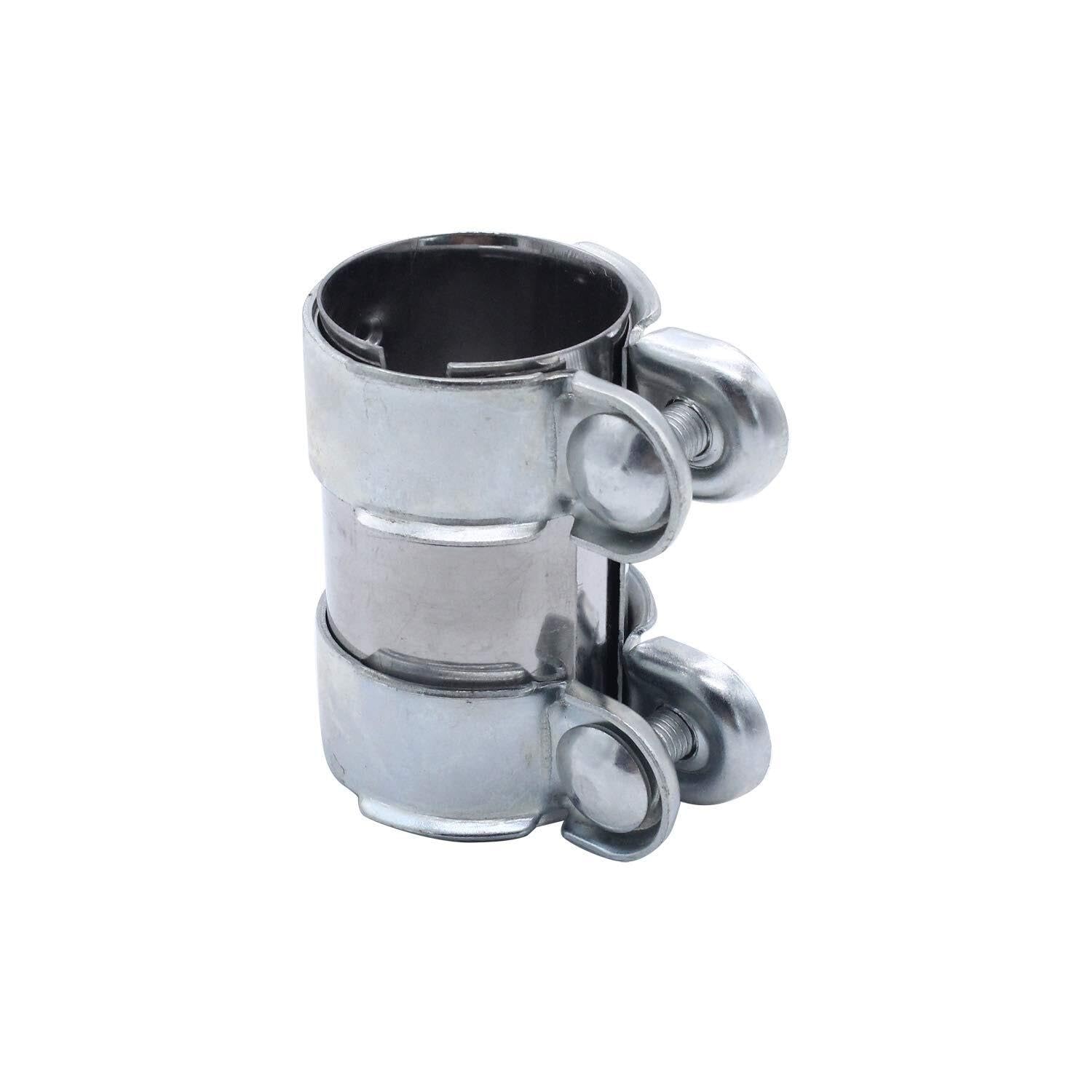 Conector de Tubo de Escape Doble Abrazadera - Ø 55 mm x 125 mm, Acero Galvanizado Anti-Corrosión(Ø 50 mm x95 mm)