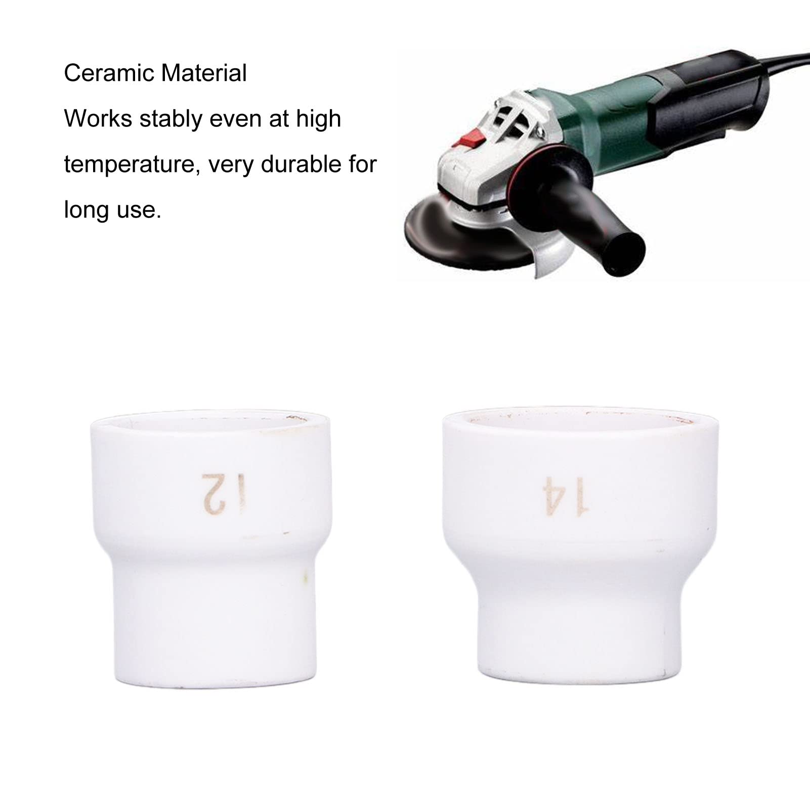 Pwshymi 2PCS Tig Welding Cup 12#/14# Ceramic Nozzle Accessory Kit Ceramic Welding Torch Cup for WP?9/17/18/20/25/26(White) 9head Tig Ceramic Tig Cup Rx Weld #12 Ceramic Twin Pack