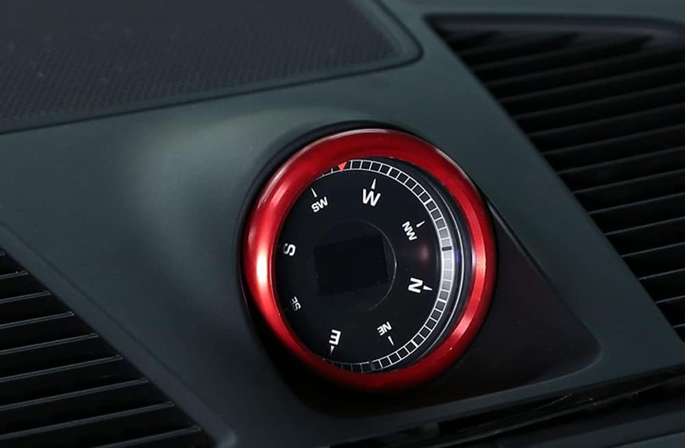 iJDMTOY Sports Red Aluminum Center Dash Analog_Clock Decoration Ring Compatible with Porsche Cayenne Macan 911 718 Cayman/Boxster, 2009-2016 Panamera