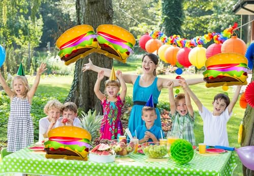 Image of 2PCS Hamburger Balloons Foil Aluminum Food Balloon Birthday Party Decorations (Pack of 2)