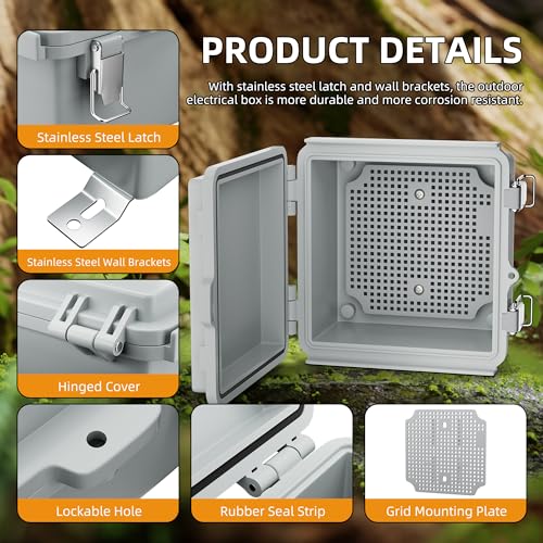 Joinfworld BG595935 Outdoor Electrical Box Waterproof Ip67 6X6 Plastic Project Box Enclosure Weatherproof thumb #3