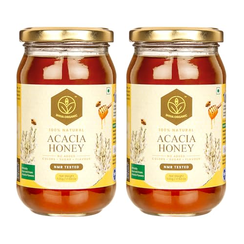 Image of Shiva Organic Raw Acacia Honey 1kg | 100% Pure NMR Tested | Raw and Unprocessed