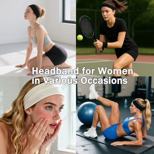 XTREND 6 Pcs Women's Headbands Twisted Cross Elastic Head Band Yoga Workout Head Non-Slip Sweat Soft Headbands Solid Color Simple Versatile Hair Accessory Hairbands