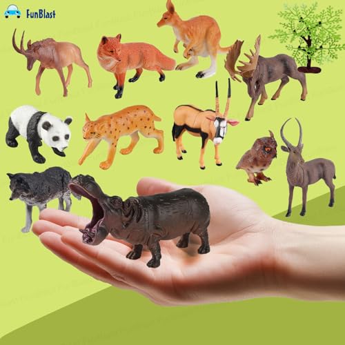 Image of FunBlast Jungle Animal Figure Toy - 12 Pcs Realistic Zoo Animals Toy for Kids, Animal Figure Playset, Learning Toys for Kid, Wild Animal Toy Figure Play Set for Kid (Set-B)