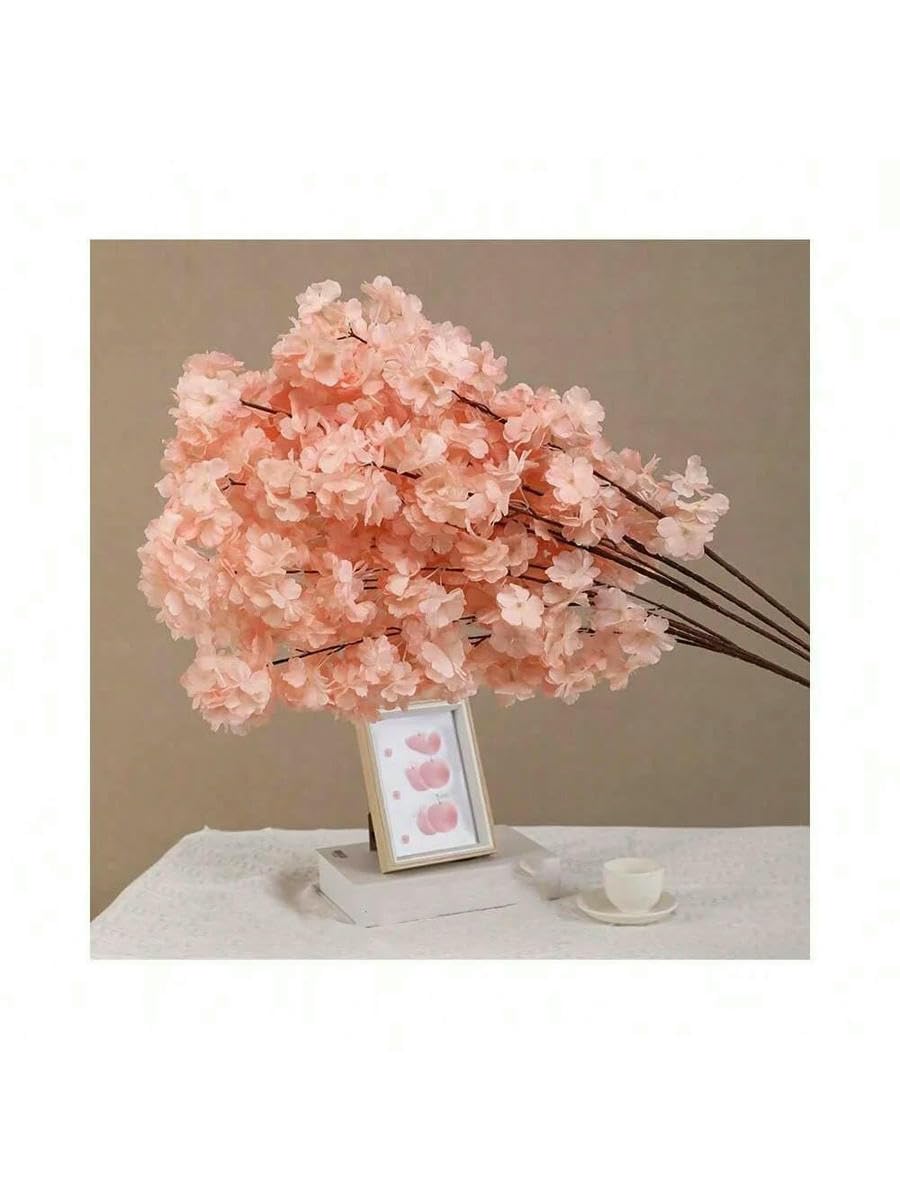 AYHTUD 1pcs artificial 3-pronged encrypted cherry blossom branches, wedding arches, artificial flower decorations, indoor scenery-champagne