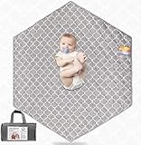 Dad-baby Hexagon Playpen Mat 59 inches Baby Playmat- Compatible with POP N GO Playpen and Evenflo Versatile Play Space,Play Yard Mattress -Non Slip Kids Tent Mat,Carry Bag,Add Visual Stimulation