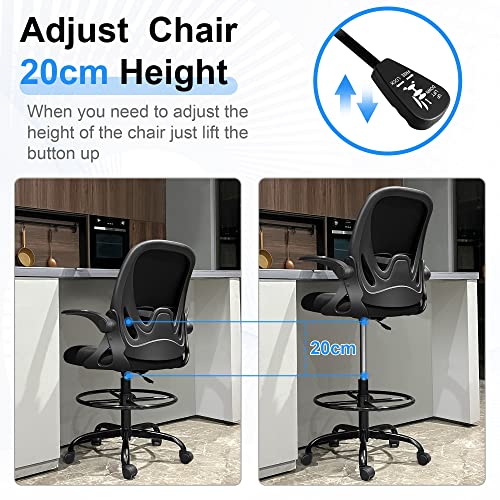 Office Chair Primy Ergonomic Desk Chair with Adjustable Lumbar Support and Height, Swivel Breathable Desk Mesh Computer Chair with Flip up Armrests (Black) image 6