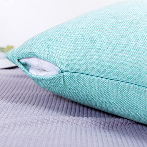 Jepeak Throw Pillow Covers Cushion Cases Pack Of 2 Linen Farmhouse Modern Decorative Solid Square Pillow Covers For Couch Sofa Bed Home Decoration (Light Teal, 22 X 22 Inch) #TOP3
