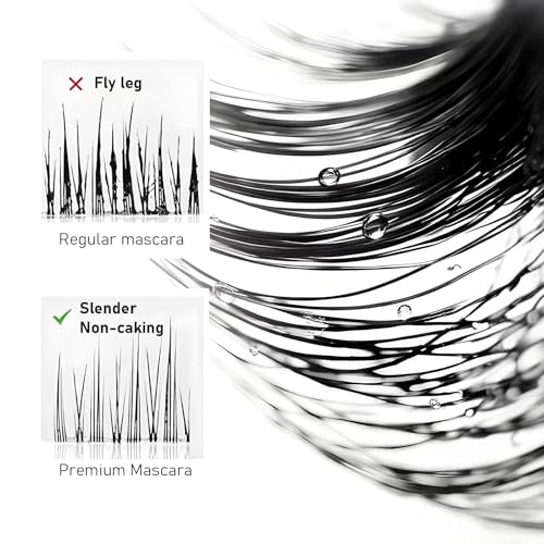 Image of Metal Wand Mascara Waterproof: 2 PCS Mascara with Eyelash Curler | Black Telescopic Mas-cara Volume and Length - Waterproof - 3D Curling - Smudge-Proof - Clump-Free - Long-Lasting Lash Definer