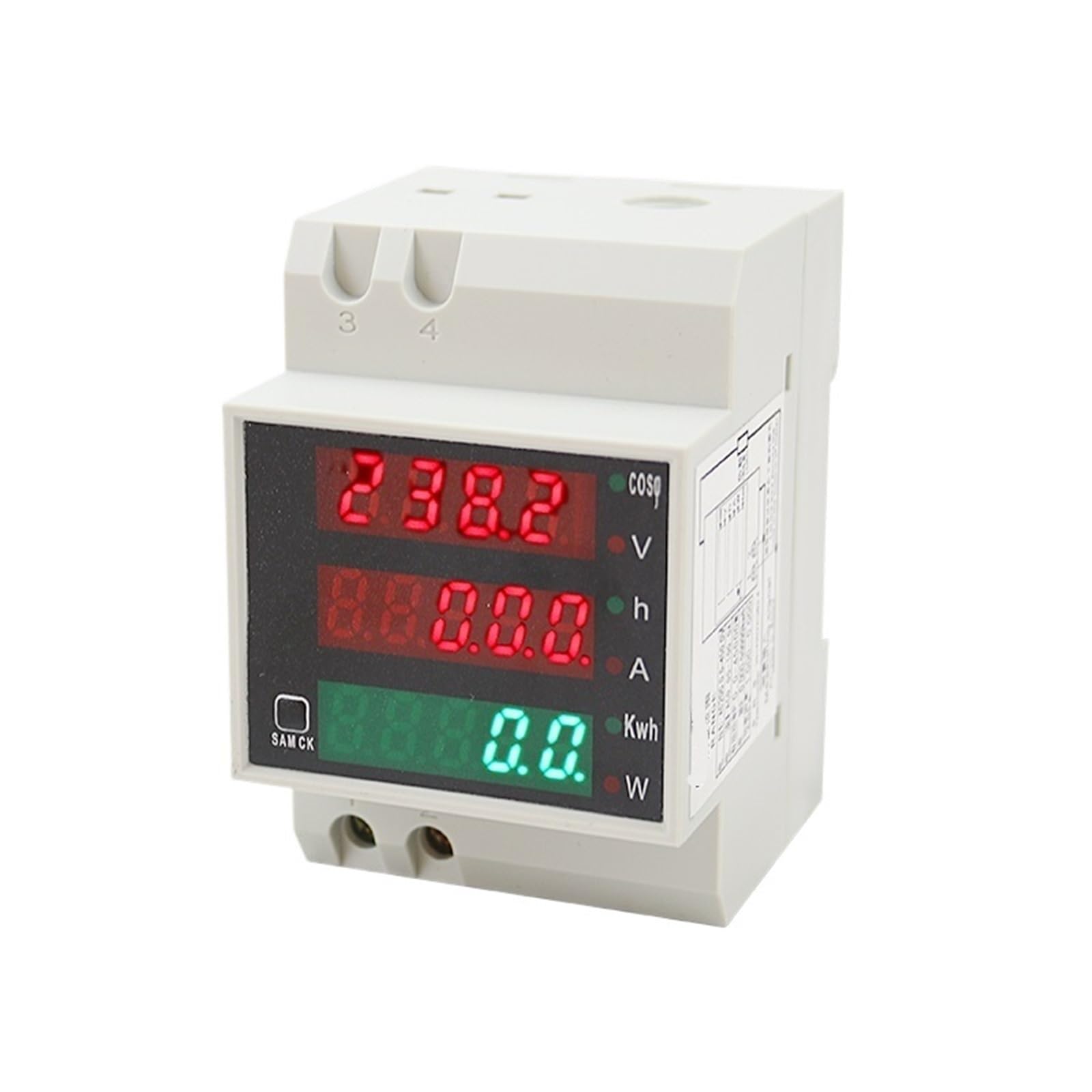 PXQCHAVLN D52-2047 DIN-Rail Multi-Function Digital Meter Measuring AC Power Time Current Voltage Factor LED CT100A