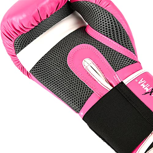 Maxxmma Pro Style Boxing Gloves For Men & Women, Training Heavy Bag Workout Mitts Muay Thai Sparring Kickboxing Punching Bagwork Fight Gloves (Pink, 10 Oz.) #TOP4