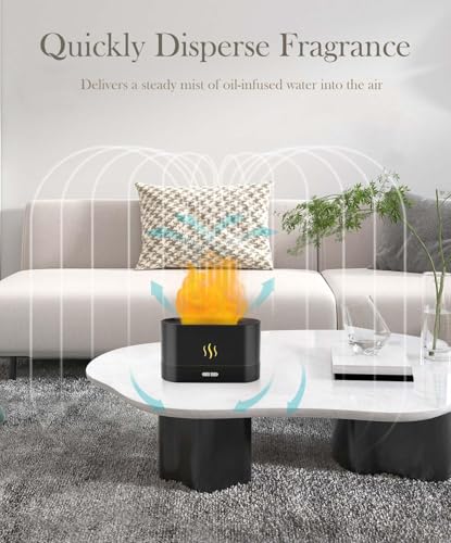 Image of Smart Ultrasonic Essential Oil Diffuser,Humidifier with 7 Colors Flame Light,180ml Air Humidifiers for Bedroom,Home,Office-Portable,Auto-Off Aromatherapy Diffuser with 4 Modes Fire Mist