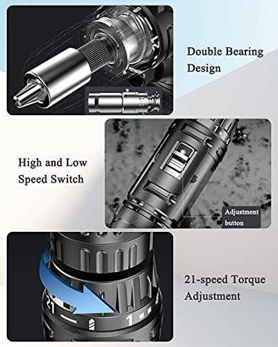 51stück Hand Werkzeug Set, Haushalts Werkzeugkoffer mit 25V Akku-bohrmaschine, Multimeter, Hammer, Zange… – Bild 5