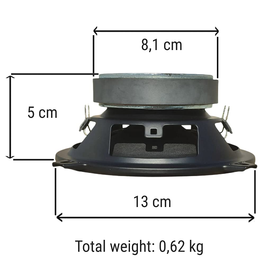 1 subwoofer MASTER AUDIO MA13W/4+4 da 13 cm 130 mm 5" 80 watt rms 160 watt max doppia bobina 4+4 ohm dual voice coil sospensione in gomma, 1 pezzo