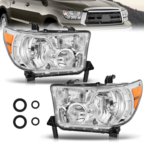 Bincmay Headlight Assembly Compatible With 2007-2013 Tundra 07 08 09 10 11 12 13 07-13 Tundra / 2008-2017 Toyota Sequoia Headlights w/o Headlight Leveling Adjuster