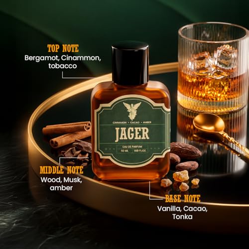 Image of Rivona Jager Eau De Parfum for Men 50ml - Long Lasting Sweet & Spicy Gourmand Perfume | Vanilla, Tobacco & Amber | Luxury Perfume for Men & Women