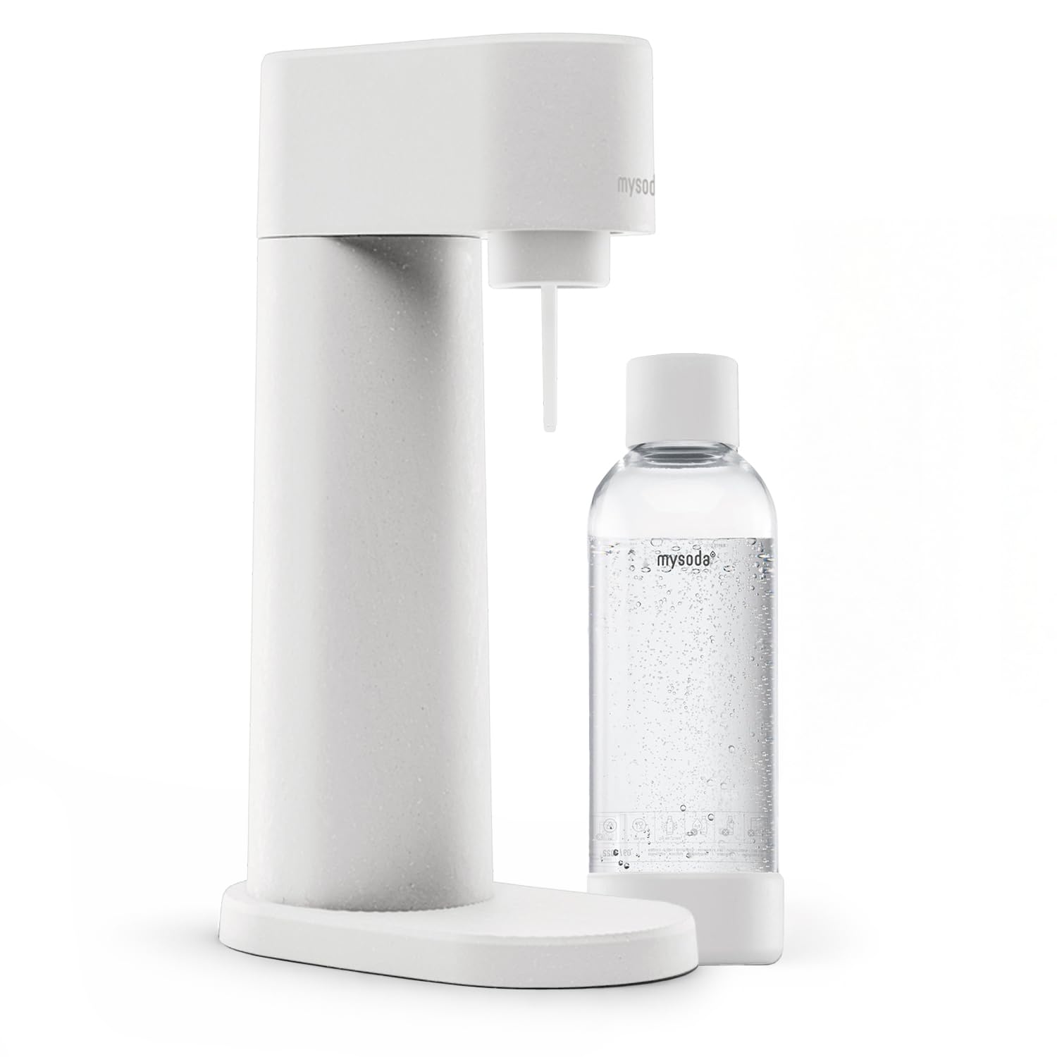 Mysoda: Woody Wassersprudler aus erneuerbarem Holzkomposit mit 1L Quick-Lock BPA-freier Plastikflasche (ohne CO2-Zylinder) - Weiß