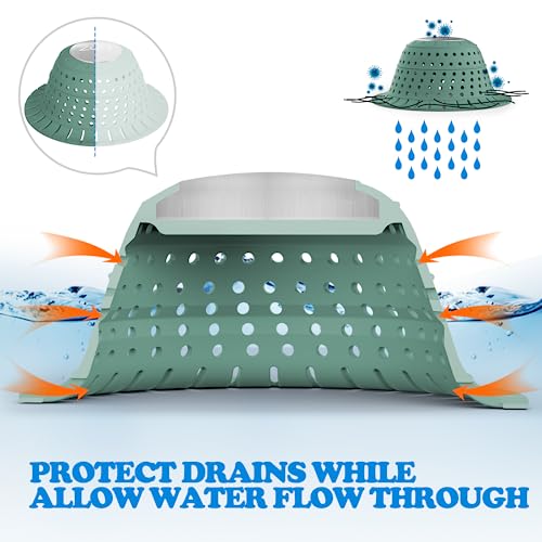 Image of zaa Bathtub Drain Hair Catcher, Premium Silicone Collapsible 2 Pack Drain Protector for Pop-Up & Regular Drains of Shower, Bathtub, Tub, Bathroom, Sink, Gray Green