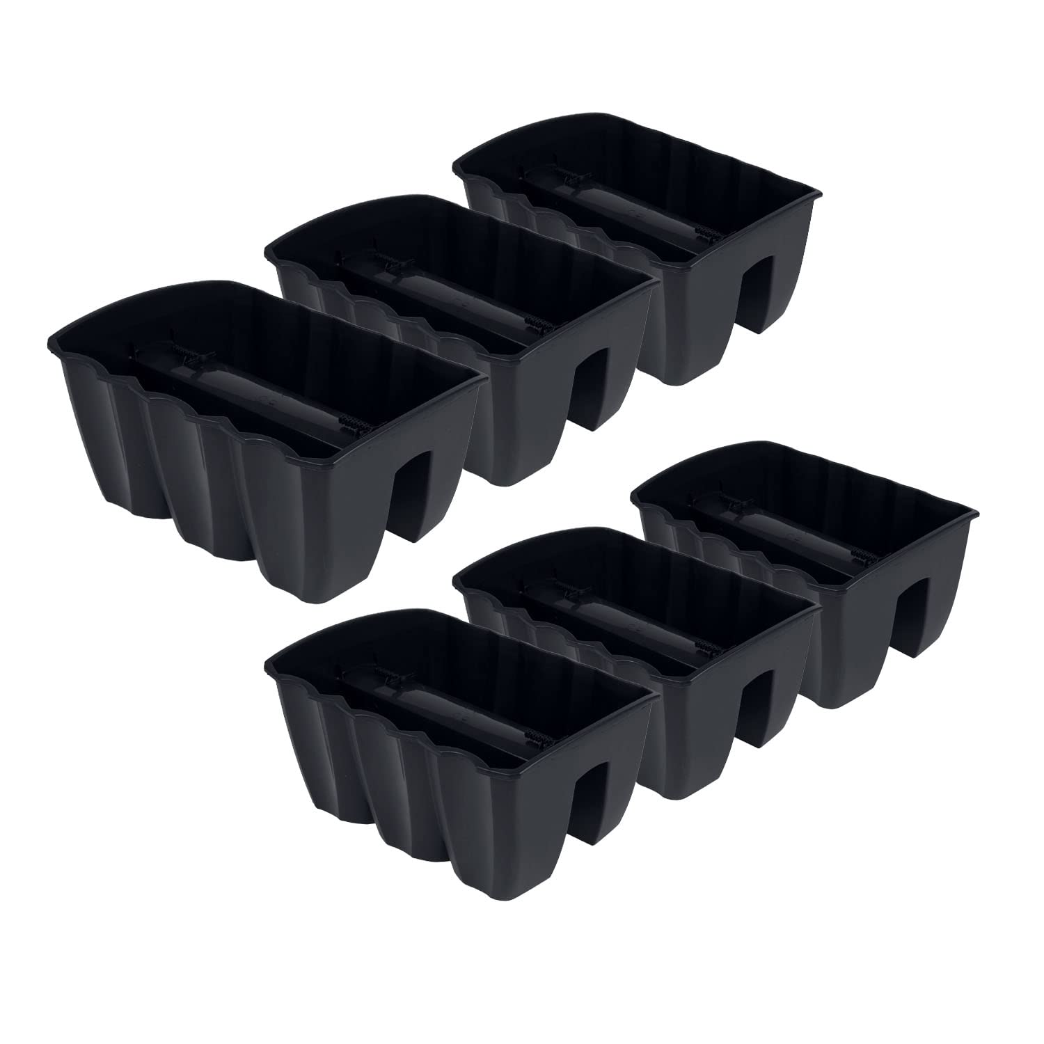 PAFEN 6X Blumenkasten Hängetopf - 39,5 x 28,5 x 20,5cm -Blumentopf Pflanztopf Balkontopf Geländertopf Geländerkasten, Anthrazit
