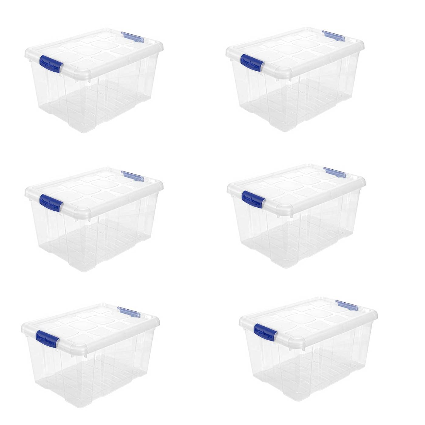 Tradineur – Pack de 6 Cajas de Almacenamiento – Fabricado en plástico – Contenedor para almacenar juguetes, libros, ropa, mantas – N.º 1 – 21,5 x 39 x 29 cm – 16 L