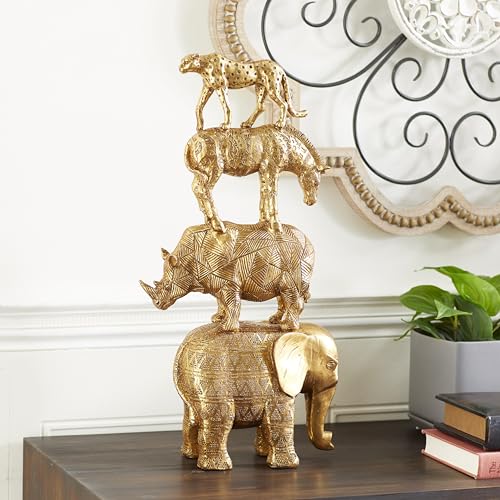 Escultura Decorativa Safari Animales Polystone Dorada 15.3 in miniatura 5