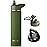 RUBYFLASK 24oz Insulated Water Bottle with Straw, Stainless Steel Metal Vacuum Water Flask, Large Thermal Water bottle with Leakproof 3 Lids for Travel, Camping, Gym Sports Armygreen
