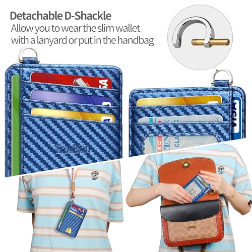 Image of Slim Minimalist Front Pocket Wallet, RFID Blocking Credit Card Holder Wallet with Detachable D-Shackle for Men Women
