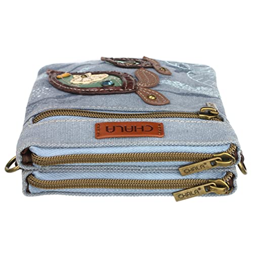Image of CHALA Double Pocket Xbody Women RFID Protected Canvas Crossody Purse with Adjustable Strap | Double Pocket