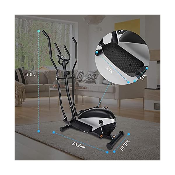 Dpforest Elliptical Exercise Machine for Home Use - Magnetic Elliptical Cross Trainer with LCD Monitor and Pulse Sensors,8 Resistance Levels for Indoor Gym Workout