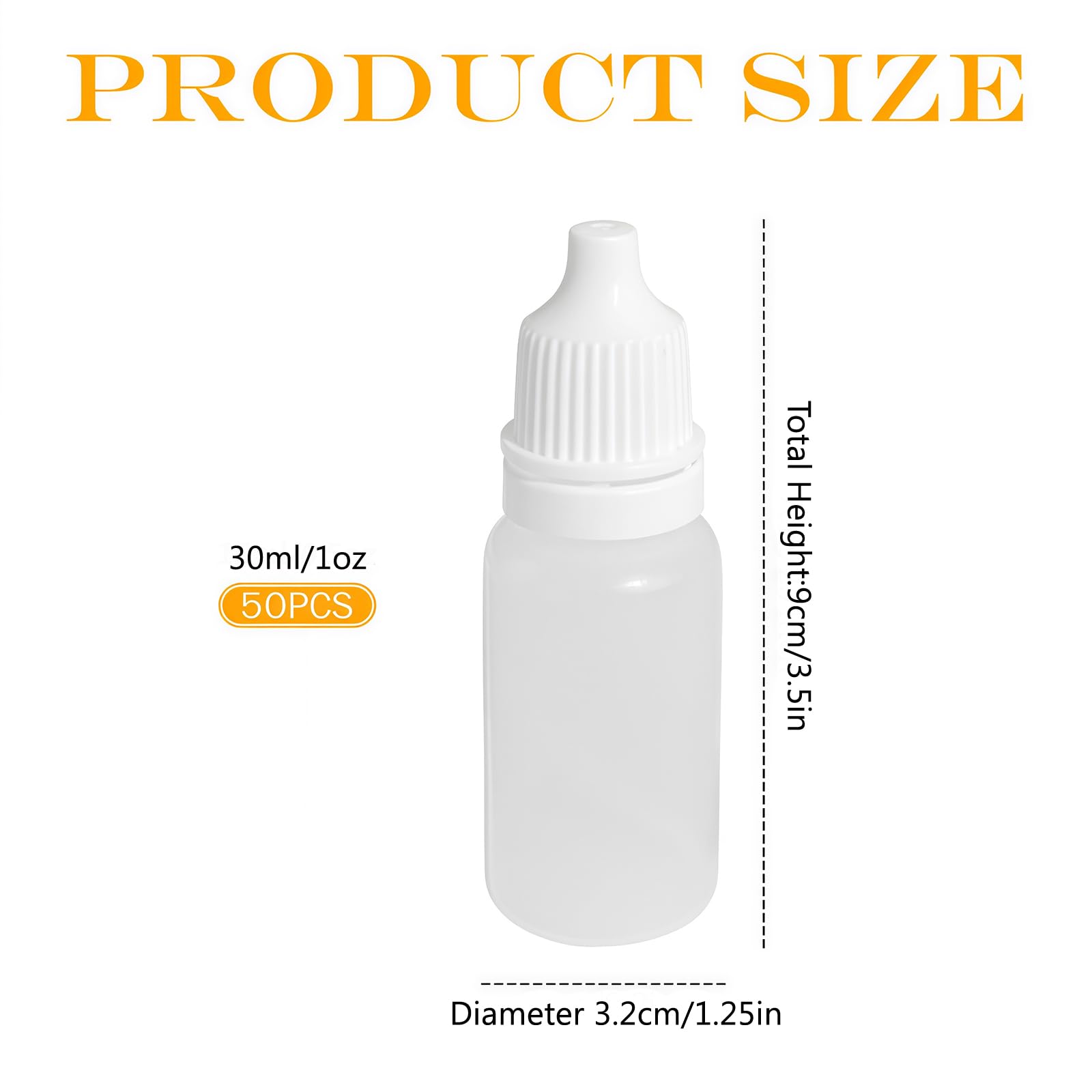 erioctry 50 szt., 30 ml, puste plastikowe butelki z kroplomierzem (krople zatyczki można usunąć), przenośna plastikowa butelka z kroplomierzem do oczu, pojemniki do wielokrotnego napełniania (30 ml)