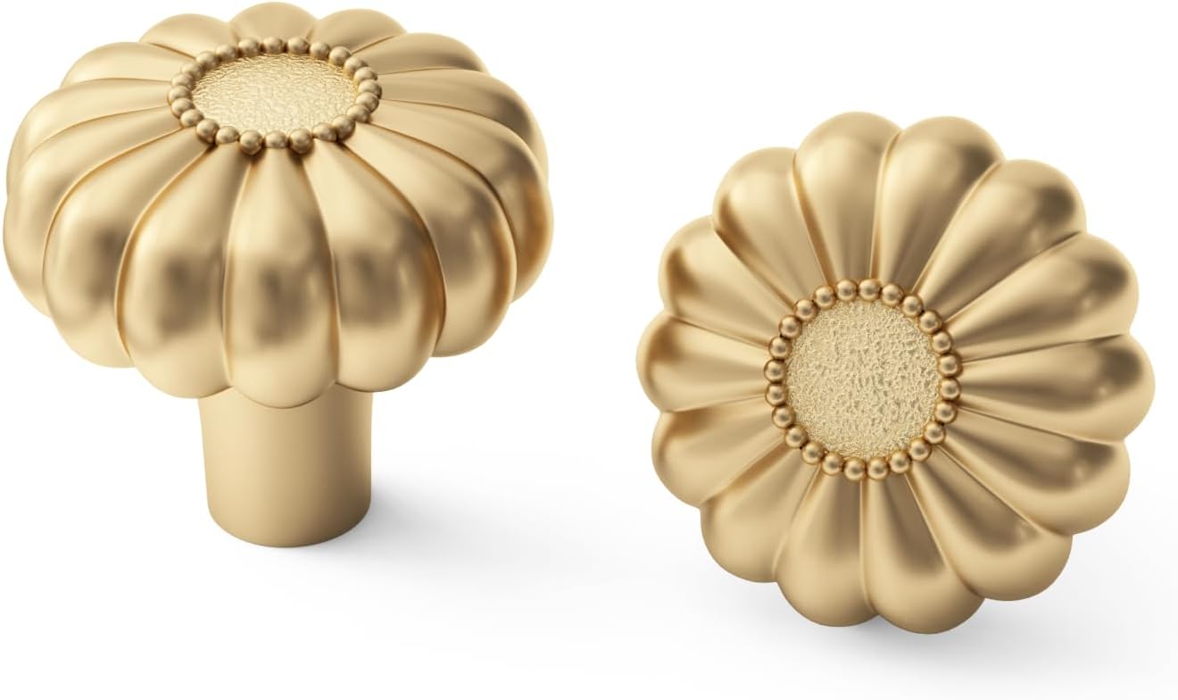 goldenwarm 12 Pack Gold Dresser Knobs for Drawer Knob for Cabinet Pulls Hardware Handle Brushed Brass Vintage Luxury Pull 12 Single Hole