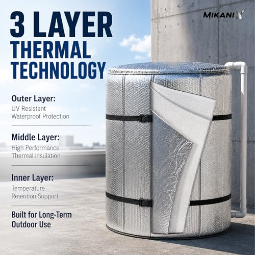 Image of MIKANIX Premium Insulated Water Tank Cover for 1000L Tank | Weatherproof Thermal Water Tank Jacket Protective Sleeve | Heat Reflective, Anti Freeze, Dustproof UV Protector for Outdoor Overhead Tanks