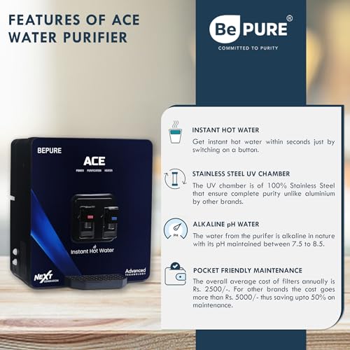 Image of Bepure Ace ISI Mark NF 60 Hot and Normal 9L NF+UV Water Purifier with hot water function | NF UV Water Purifier | Free Pre Filter along with the product | Ideal for TDS upto 500 ppm