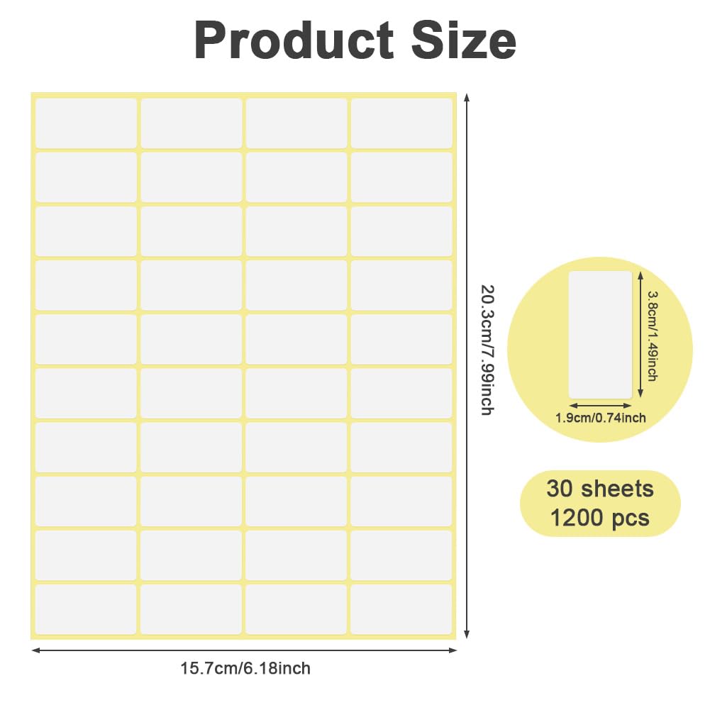 Etichette Adesive Bianche | 10 Fogli, 200 Etichette Totali | Angoli Arrotondati, Multiuso