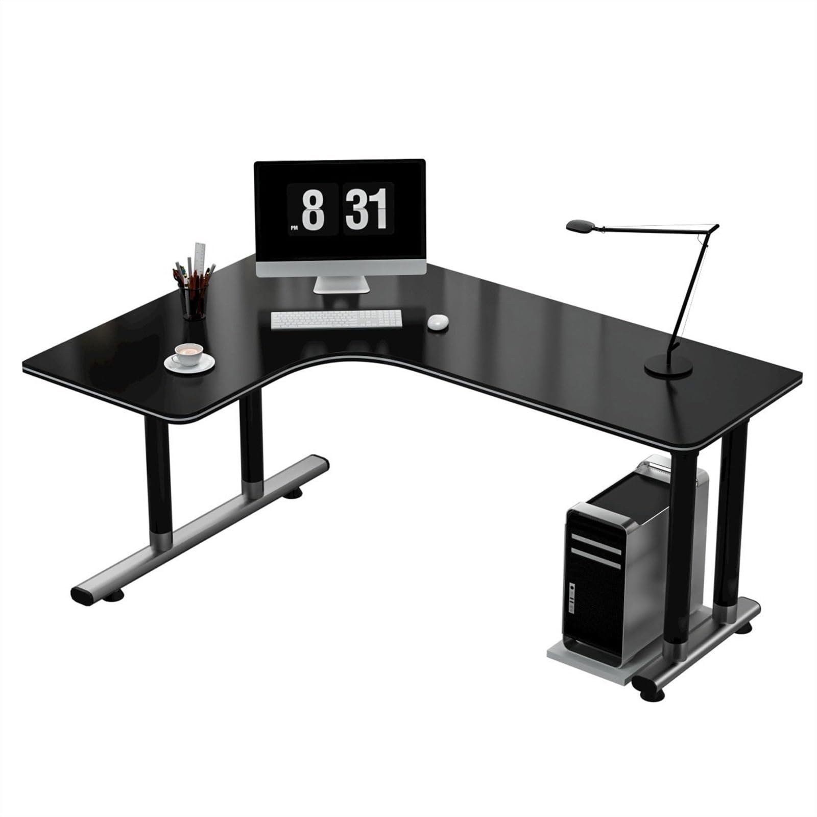 Sit Stand Up Desk Corner Pc Table Desktop Desk Simple Modern Student Study L-Shaped Office Bedroom Household Black