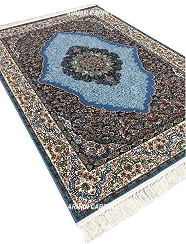 Image of High Density Export Quality Classical Pure Silk Carpet for Your Hall & Living Room 6 X 9 Feet (90x150 cm) Ivory Multi
