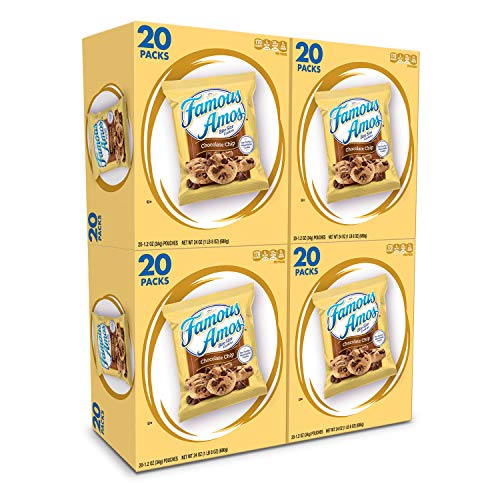 Famous Amos Cookies, Bite Size Chocolate Chip, Single Serve, 1.2 Ounce (Pack of 80)