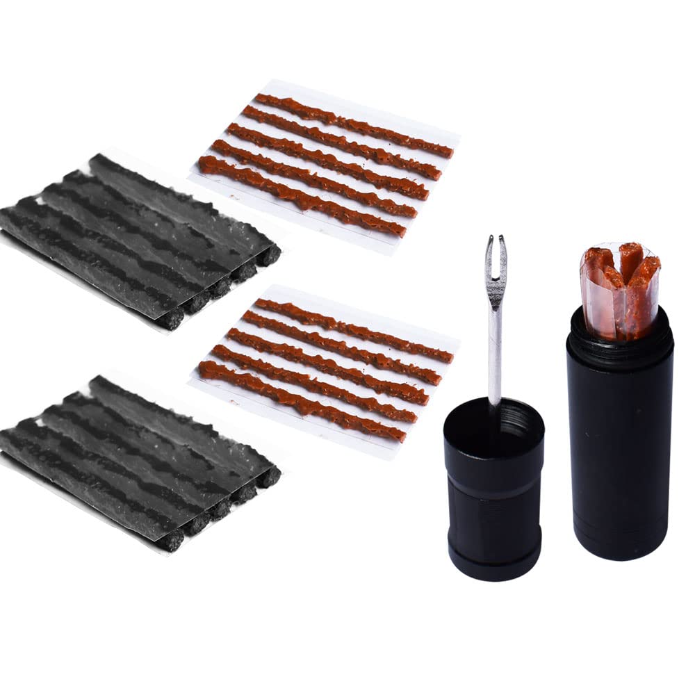Yuauy Bike Tubeless Tire Tyre Repair Kit Plugger Plugs Tool Repair Tires Fix Flat Puncture MTB and Road Mountain Bicycle + 25 Strips (10 x1.5 mm + 5 x 2.5 mm + 10 x 3.5 mm)